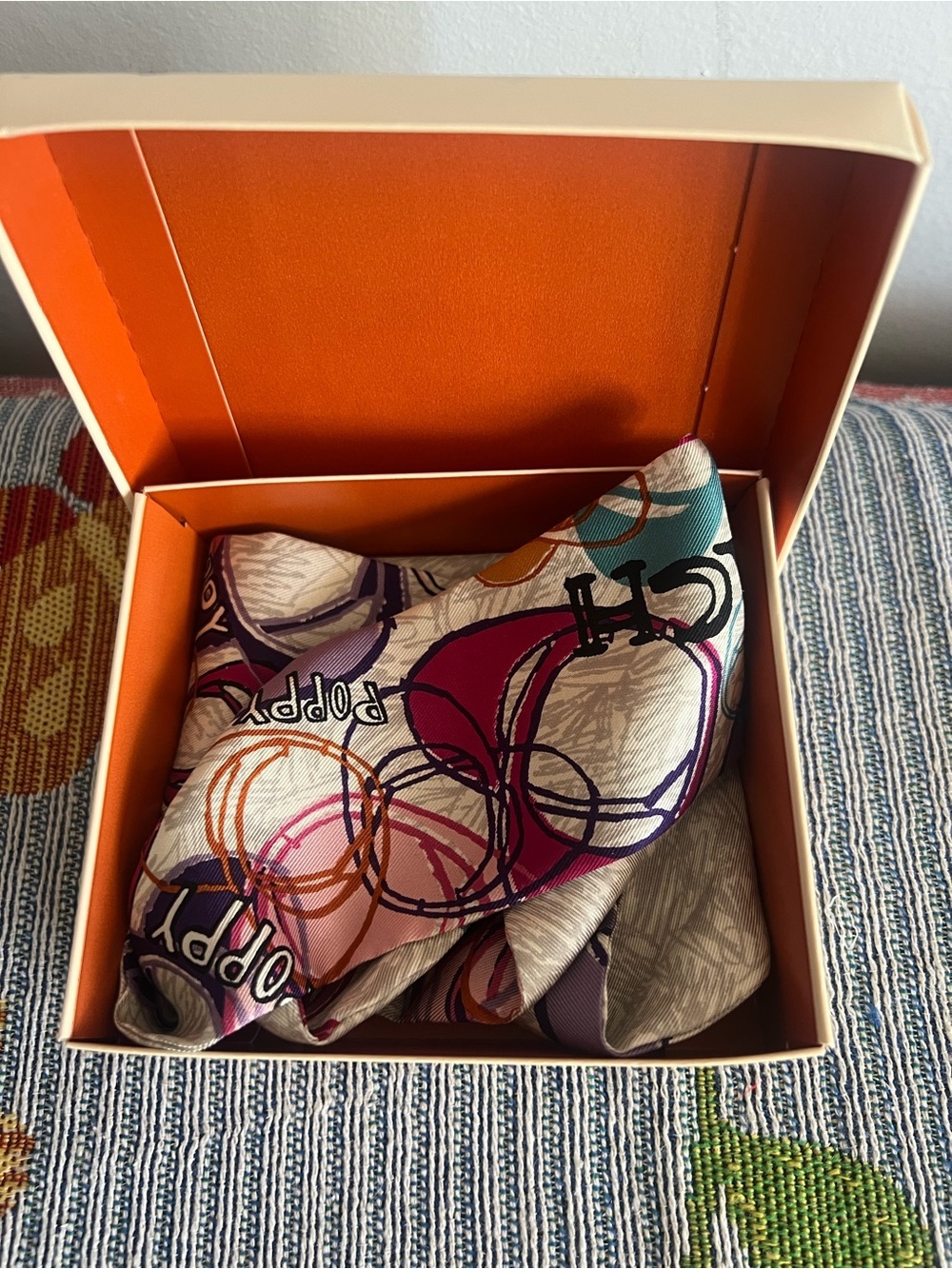 Coach RARE Poppy Graffiti Scarf with Box (See Description)